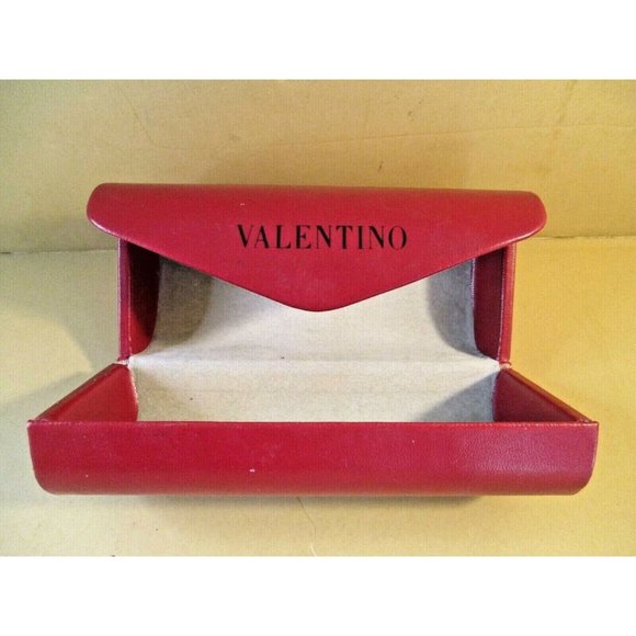 *Vintage Red Leather Valentino Eyeglasses Sunglasses Top Flap Storage Hard Case